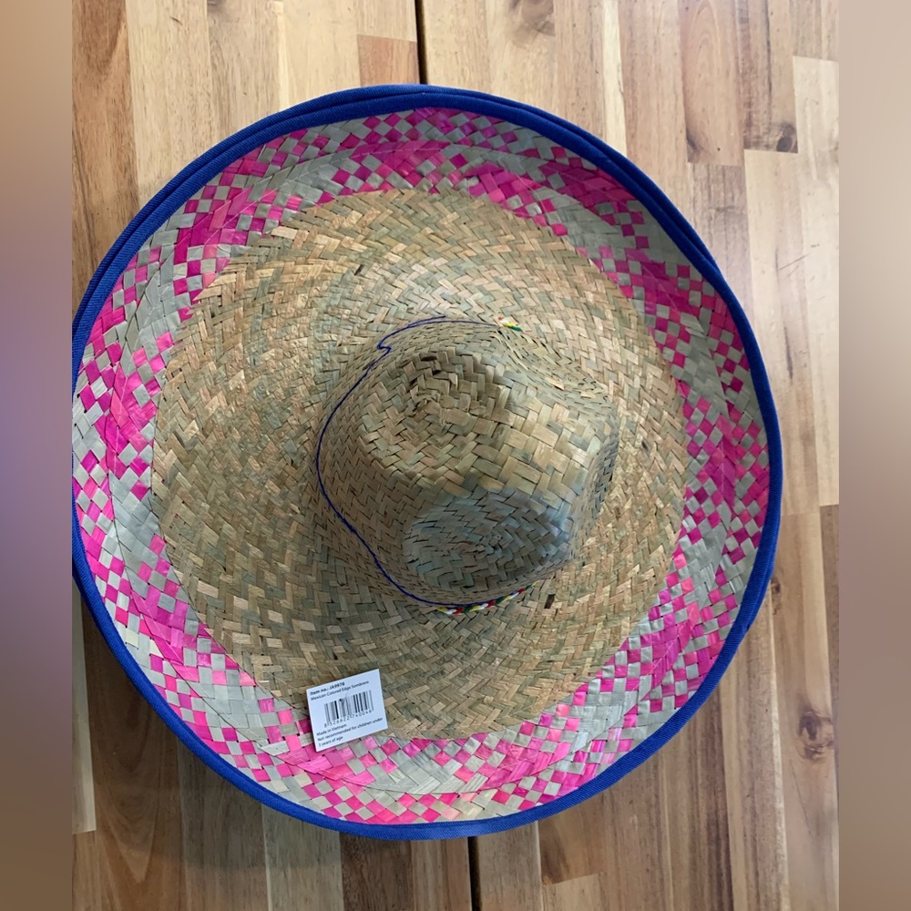 COPY - Mexican Straw Colored Edge Sombrero| NWT|Blue Outlined
